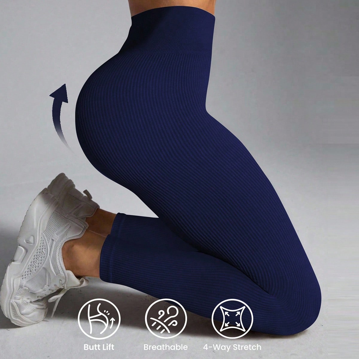 Leggings deportivos moldeadores sin costuras elásticos de unicolor para mujer