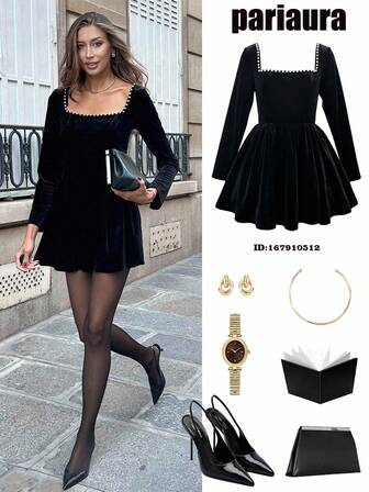 Pariaura Fall Dresses For Women Elegant Dresses For Party Elegant Dress For Women Elegant Dresses For Party Halloween Costumes For Women New Autumn Collection: French Vintage Elegant Ladylike Dress In Classic Black Velvet Fabric, With Square Neck Embellished By Pearls, Long Sleeves, Waist-Defined Slim-Fit Silhouette & Flared Hem – A Luxurious Elegant Mini Cocktail Dress Perfect For Parties, Dates, Dinners And Daily Wear Party Dress Party Dresses For Women Elegant Dress For Women Elegant Dresses For Party Country Concert Outfit Fall Dresses For Women Party Dress Elegant Dresses For Party Winter Dress Winter Dress Women Halloween Costumes For Women Christmas Dress Christmas Clothes For Women Fall Women Clothes Party Dress For Women Dresses For Women Elegant Elegant Dresses For Women Classy Outfits For Women Winter Dress Women Winter Dress