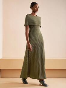 Zivah 2025 秋季新款音乐节、复活节、圣帕特里克节、西部风、游牧风、生日派对、毕业典礼、学院风、学生装、日常休闲、百搭百搭、休闲、邮轮旅行、海滩、日光浴、病毒式传播、街头服饰、婚礼宾客波西米亚风、通勤、早午餐、机场装绿色针织罩衫和吊带裙两件套 - 綠色 - 查看 4