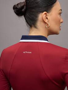 Activina Maglia a maniche lunghe da donna con design minimalista a blocchi di colore, stile equestre