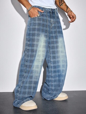 Street Life Jeans amples à jambes larges, boutons et poches, style casual et polyvalent