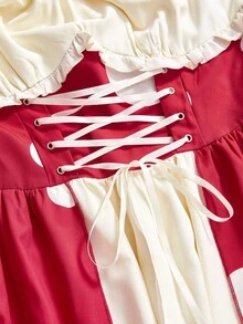 ROMWE Avant Costume da donna taglie forti con stampa a pois e spalle scoperte