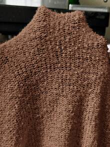 SHEIN Batwing Sleeve Front Twist Decor Solid Color Maternity Sweater Summer Cardigan For Women Brown Maternity Dress Brown Cardigan Maternity Cover Up Maternity Clothes Fall - Brown - View 8