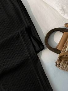 SHEIN Tall CURVE Große Größen Lässig einfarbige Loose Fit Hose - Schwarz - Übersicht 5