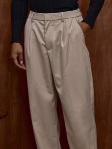 Musero Straight Leg Tailored Pleat Trouser Pants Belt Loop Detail Summer Spring Vacation Holiday Smartwear - Black - View 5