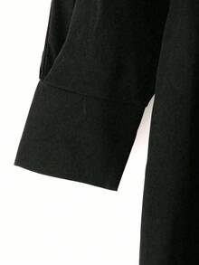 Franclia 优雅高端女神风连衣裙，女士2025秋冬新款高品质收腰长裙 - 黑色 - 查看 4