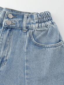 GlowEve Button Front Denim Skirt