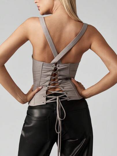 MISSGUIDED Korsettlinne med snörning baktill, bustiermodell, åtsittande, figurnära