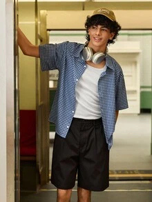 Open Phase STONE DISTRICT Men's Summer Plaid Short Sleeve Single-Breasted Casual Shirt, Academy, Button-Up Shirts Spring To Summer - Multicolor - View 1