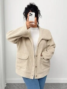 Elenzga Halloween Plus Size Coats - Khaki - View 4