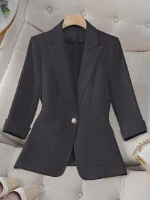 RosyDaze 春夏休闲纯色西装外套 - 深灰色 - 查看 3