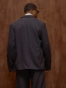 Musero Men Long Sleeve Double Breasted Blazer Fall/SPRING SUMMER Clothes Tailoring Suits - Navy Blue - View 4