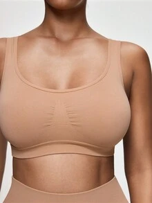 SHAPORA 女士无缝U型简约舒适文胸 - 杏色 - 查看 5