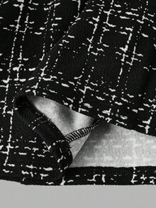 Vestido camisero de manga larga con bloques de color elegante y de moda para adolescentes - Negro - Ver 4