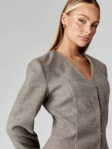 MISSGUIDED Classic Tailored Wool Blend Office Blazer Professional Business Jacket Formal Single Breasted Sophisticated Fall Winter Workwear - Grey - View 6