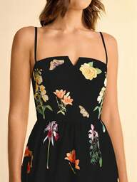 CAJUNI Women's Boho Tropical Floral & Plant Print V-Neck Camisole Dress