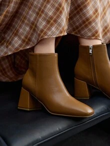 CUCCOO BIZCHIC 女士时尚踝靴，驼色通勤风踝靴，时尚舒适的简约女士踝靴 - 駝色 - 查看 4