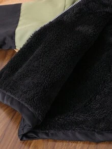 1pc Young Boy's Casual Color Block Thickened Hooded Loose Jacket, New Autumn/Winter Back To School Fall - Multicolor - View 8