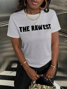 SHEIN Slayr Women's Letter Print Short Sleeve T-Shirt