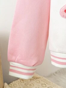 Girls' Casual Colorful 3D Floral Contrast Color Baseball Jacket, Spring/Autumn Fall Winter - Multicolor - View 5