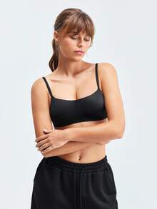 LOUNGEISTA 假日季超薄文胸 新娘内衣文胸 日常女士无缝文胸 美背文胸 透气轻薄聚拢文胸 柔软舒适无钢圈内衣文胸 性感无钢圈弹力内衣文胸 小胸适用 运动文胸 - 黑色 - 查看 7