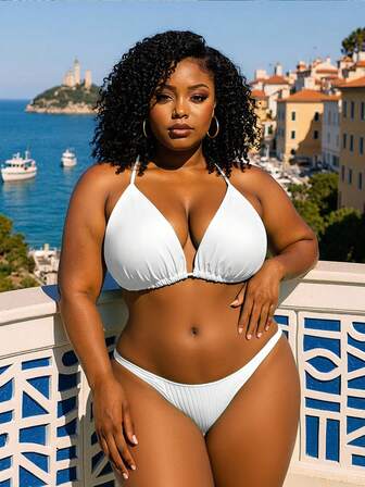 Bikini Top mit Rüschen und Neckholder