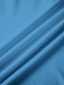 Manfinity Homme Men's Casual Versatile Simple Letter Print T-Shirt, For Fall, Long Sleeve Top - Blue - View 7