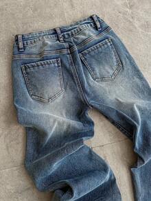 Attitoon 女式休闲百搭纽扣口袋保暖内衬牛仔裤