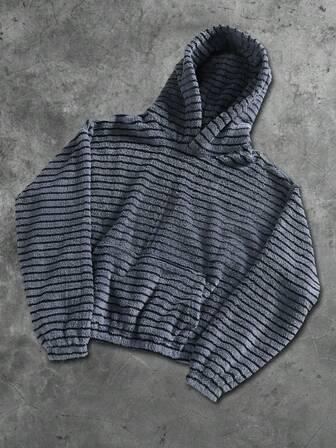 Street Life Sudadera con capucha de estilo callejero con textura de rayas, unisex, para otoño/invierno
