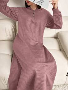 Lacomfia Áo nỉ dài tay có mũ trùm đầu màu trơn thường ngày dành cho nữ - Hồng - Xem 6