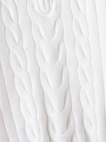 SHEIN 男童粗针织半拉链高领毛衣，休闲套头衫，适合居家、外出和聚会，秋冬，奶油白色 - 米色 - 查看 5