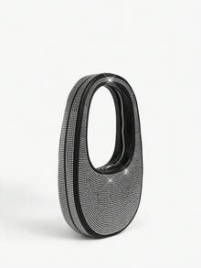 SHEIN ICON 女士单肩包，流浪包，钻石，闪亮，时尚，个性，简约，百搭，街头风，甜美酷炫女孩，辣妹，千禧一代，青少年，适合鸡尾酒会，派对，舞会，俱乐部，约会，生日，晚会，夜间约会，日常 - 黑色 - 查看 3