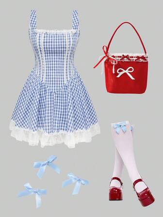 ROMWE Avant Vestido de mujer talla grande con estampado a cuadros para Halloween