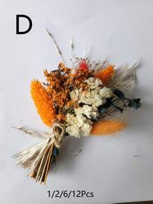 SHEIN 1/2/6/12 件迷你干花花束、装饰、伴娘求婚花童礼盒、波西米亚风婚礼餐桌中心装饰、小干蒲苇花瓶装饰、小干花生日蛋糕装饰礼物毕业、秋季装饰、秋季