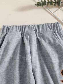 Pantalones casuales y versátiles con estampado de dinosaurio para niño - Gris - Ver 3