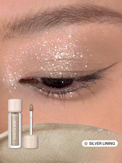 SHEGLAM Airglow Eye Tint-Silver Lining Brand Beauty Makeup Face Paint Cosmetic For Women Girls Perfect For Winter Ideal For Y2K Fancy Fashion Suitable For Birthday Gift Party Ready Best Color