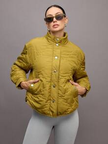 Activina Women's Thickened Quilted Padded Sports Padded Coat - Mustard Yellow - View 1