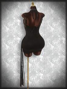 Amplova Y2K Amplova Party Plus Size Dresses Sequined Triangle Bra Strap Sleeveless Sexy Mesh Wrap Stitching Tight Hip Mini Dress Elegant Dresses For Women Wedding Guest Dress Party Dress