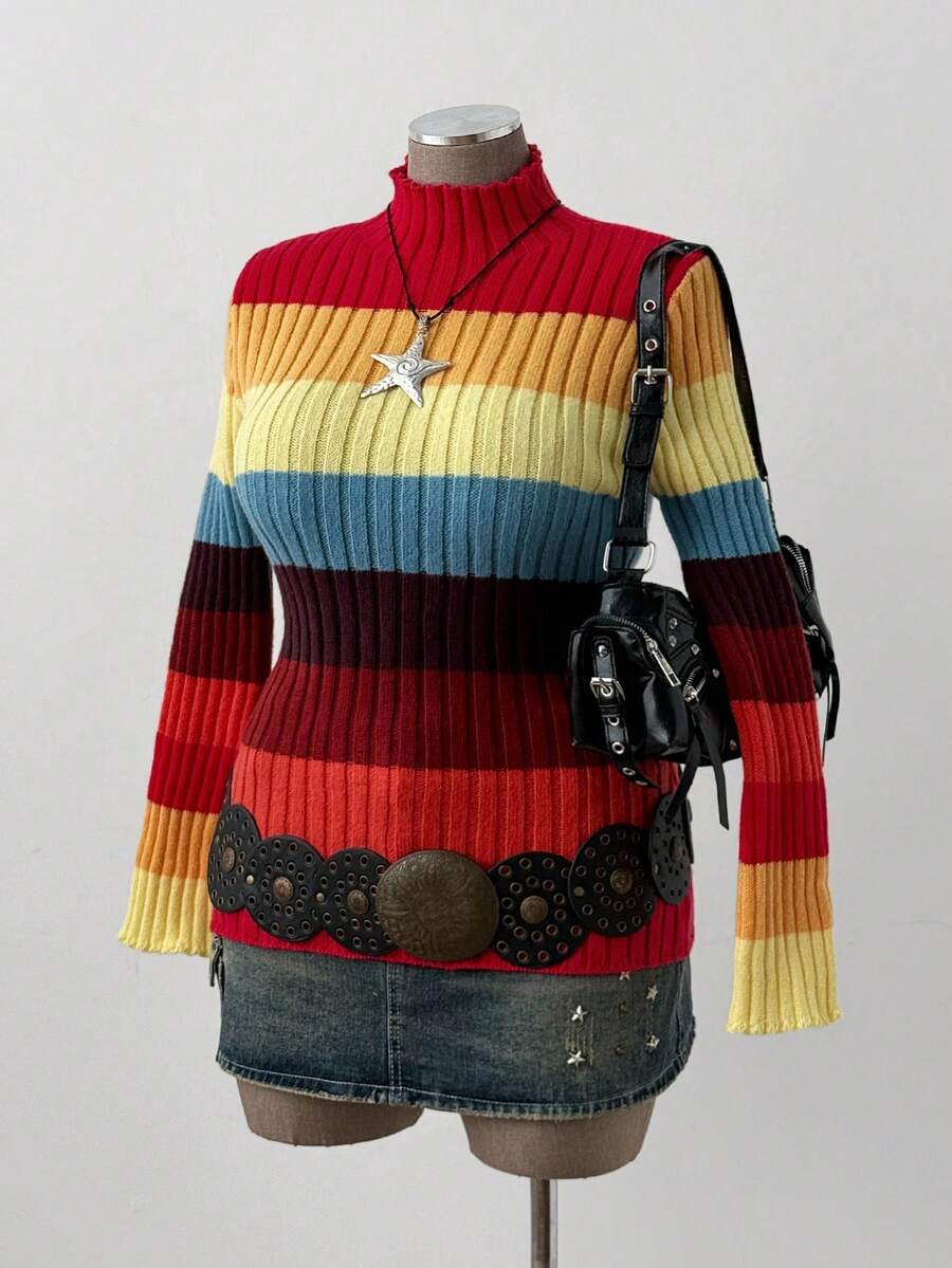 Sunspun Damen Große Größen süßer, lässiger Farbblock Pullover - Verschiedenfarbig - Übersicht 1