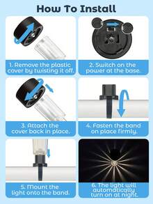 Teckwe 6 件户外太阳能泳池灯 LED 栅栏灯 防水灯 黄昏/黎明自动开关 适用于泳池栅栏、花园、门廊、过道、家居装饰 - 黑色 - 查看 7