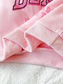 SHEIN 2 件套女婴字母印花运动衫和运动裤套装，时尚休闲 - 彩色 - 查看 8