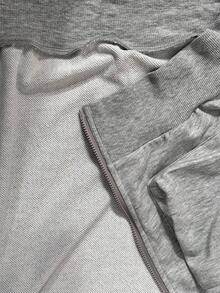 BamGleam 女士休闲简约拉链抽绳卫衣，秋季款 - 淺灰色 - 查看 8