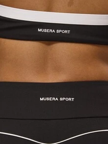 Musera Sport 运动开衩喇叭瑜伽裤，优雅休闲，适合运动健身、返校和冬季穿着。 - 黑與白 - 查看 6