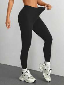 DAZY 紧身打底裤，可内穿或外穿，秋冬女士羊毛紧身裤 - 黑色 - 查看 8