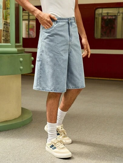 Open Phase STONE DISTRICT 男士复古阔腿牛仔短裤，春夏款