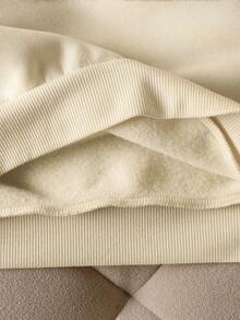 SHEIN 3件套少女休闲宽松圆领套头卫衣，爱心和标语印花，卡其色、白色、棕色，秋冬女童服装 - 彩色 - 查看 5