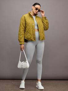 Activina Women's Thickened Quilted Padded Sports Padded Coat - Mustard Yellow - View 2