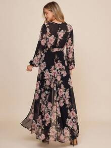 Amorya Women's Elegant Floral Print Wide Leg Jumpsuit  Winter Clothes