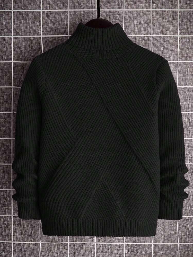 Tween Boy Turtleneck Ribbed Knit Sweater,In Fall/Winter