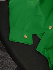 GlowEve Women's Casual Versatile Solid Color Shirt - Green - View 4